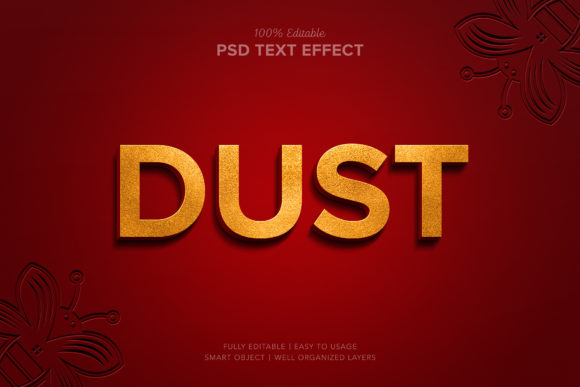 Dust Red Gold Text Effect: Realistic 3D Design