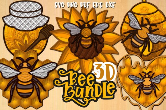 Elevate Projects with 3D Layered Bee Bundle SVG