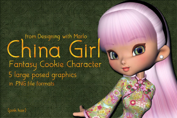 Elevating Digital Storytelling with Pink Hair Fantasy China Girl Graphics