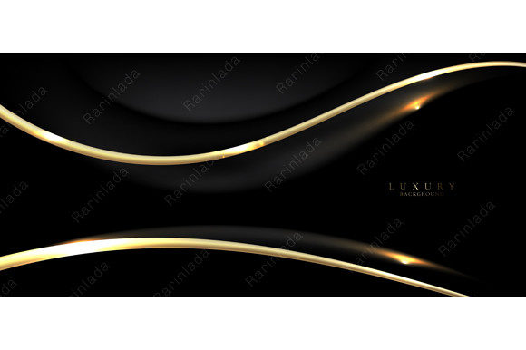 Strategic Visual Positioning with Luxury Black Wave Shape 3D Golden Line