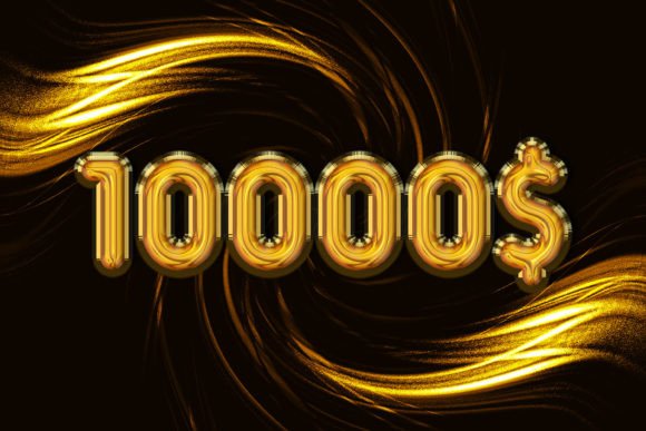 Stunning 3D Gold $10,000 Sale Symbol Design